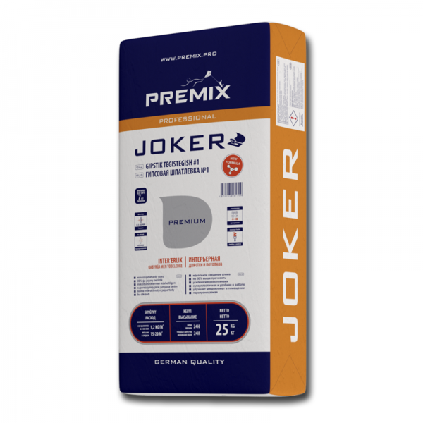 Универсальная гипсовая шпатлёвка PREMIX «JOKER», 25 кг