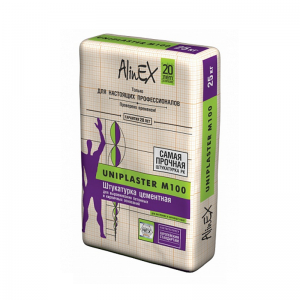 Цементная универсальная штукатурка AlinEX «UNIPLASTER М100», 25 кг